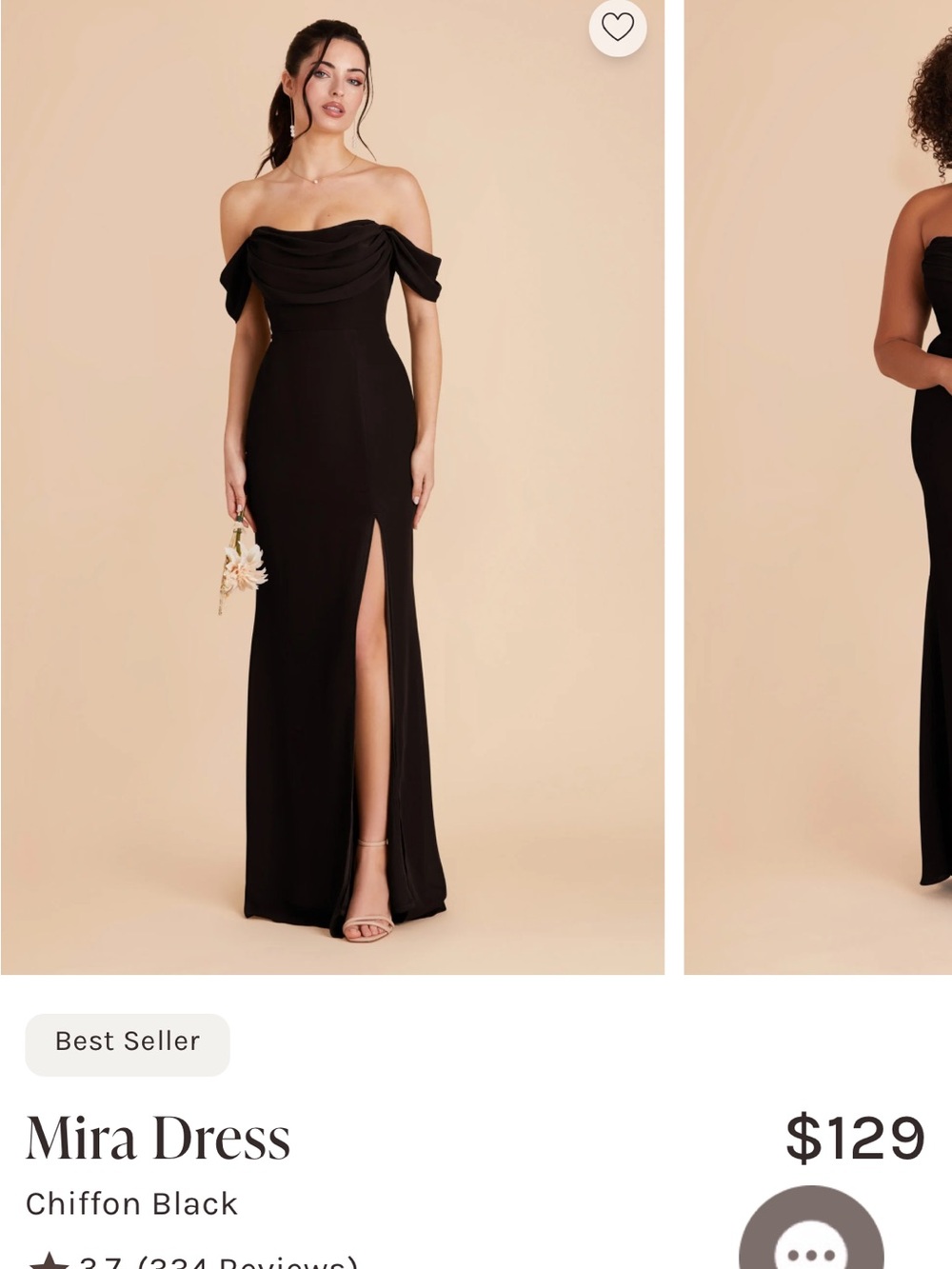 Birdy Grey Off-Shoulder Black Chiffon Gown